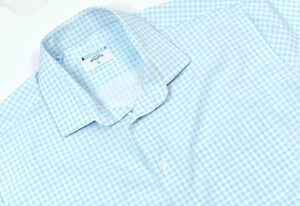 &Collar Shirt Mens Large Blue Plaid Athletic Fit Long Sleeve Button-Up Stretch